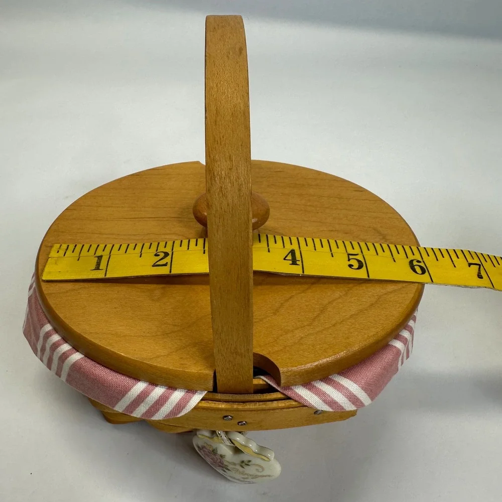 Longaberger 1999 Horizon of Hope Basket Lid Liner Protector Tie-on Charm Pink